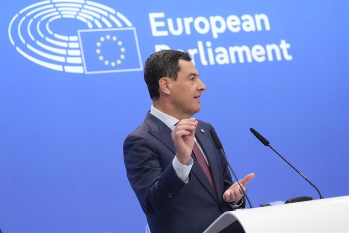 El presidente de la Junta de Andalucía, Juanma Moreno, esta martes en Bruselas