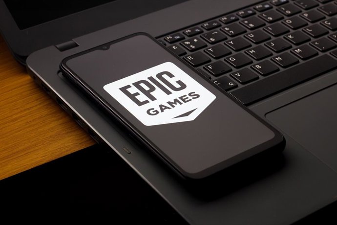 September 14, 2026, Canada: In this photo illustration, the Epic Games logo is seen displayed on a smartphone screen.