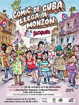 Cartel de la exposición de cómic cubano en el Espacio Cultural de Monzón.