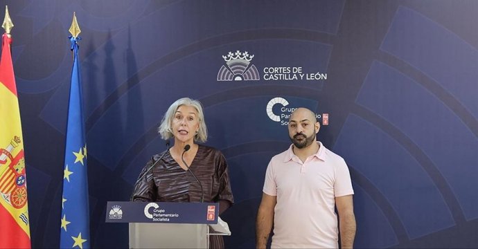 La secretaria de Vivienda del PSOE de Castilla y León, Ana Casado, durante una rueda de prensa celebrada este martes en las Cortes