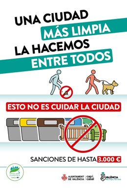 Imatge de la campanya impulsada per l'Ajuntament de València per a donar a conèixer la nova ordenança de neteja.