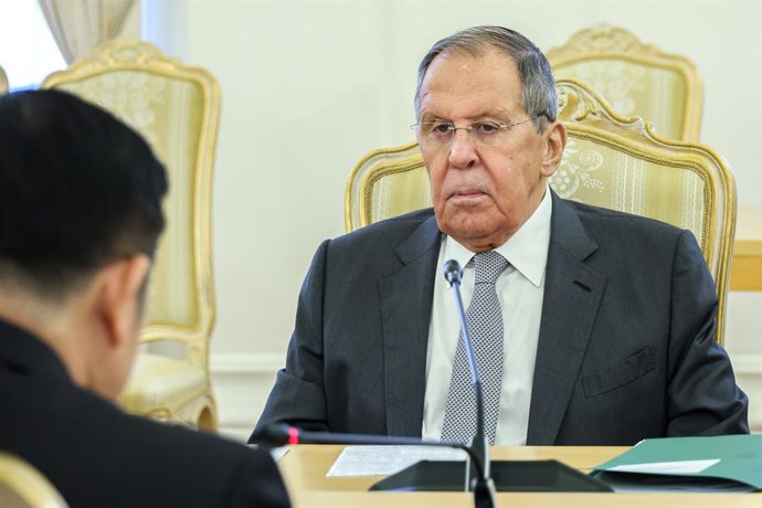 RUSSIA, MOSCOW - OCTOBER 13, 2026: Sergei Lavrov, Russia's Foreign Minister, attends a meeting with Kao Kim Hourn, Secretary General of the Association of Southeast Asian Nations (ASEAN), at the Reception House of the Foreign Ministry