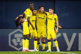 October 13, 2026, Vila-Real, Spain, Spain: Georges MIKAUTADZE of Villarreal CF celebrate his goal with teammates during the UEFA Champions League, League Phase MD2 match between Villarreal CF and SSC Napoli at Estadio de la Ceramica on October 13, 2026 in