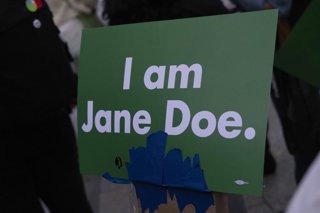 October 8, 2026, New York, New York, USA: Hundreds rally in Foley Square outside the New York State Supreme Court building in Lower Manhattan under the banner .'#StopSexualViolence: From the Frat House to the White House' joining rallies and campus walkou