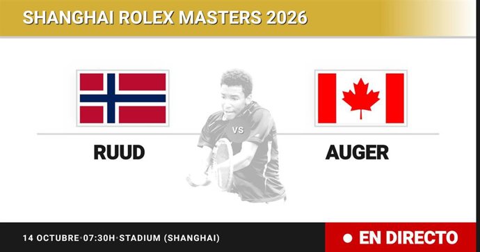 Casper Ruud - Felix Auger-Aliassime: resumen y estadísticas del partido de Octavos de final de Shanghai Rolex Masters