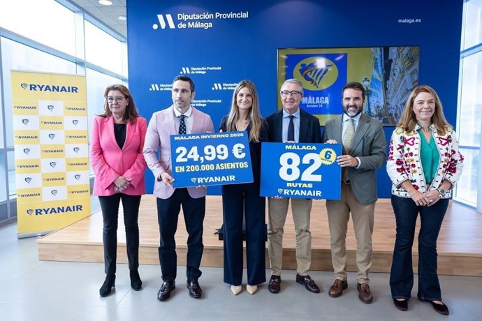 Presentación programación de invierno de Ryanair en el Aeropuerto Málaga-Costa del Sol, en la Diputación de Málaga.