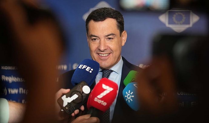 El presidente de la Junta de Andalucía, Juanma Moreno, este miércoles en Bruselas
