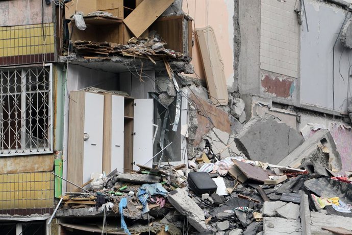 October 13, 2026, Dnipro, Ukraine: The aftermath of a Russian drone attack on a nine-story residential building overnight on November 7-8, 2025, Dnipro, Ukraine, on October 13, 2026. During the attack, a Russian strike drone hit the first entrance section