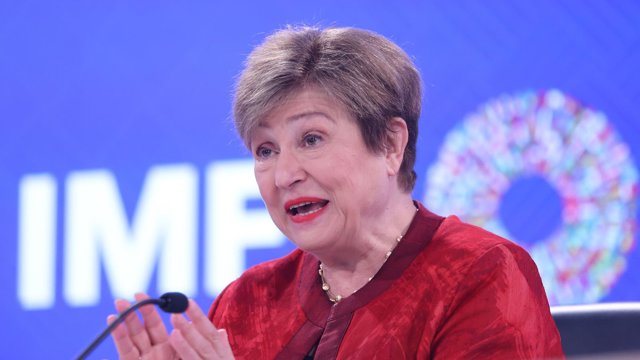 Archivo - 15 April 2026, US, Washington: International Monetary Fund (IMF) Managing Director Kristalina Georgieva speaks during a press briefing during the 2026 IMF and World Bank Group Spring Meetings in Washington. Photo: Gent Shkullaku/ZUMA Press Wire/