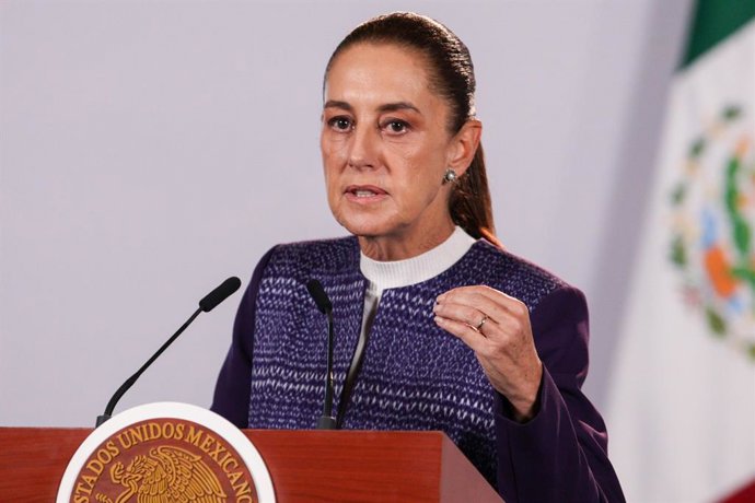 October 12, 2026: TO-45437- Ciudad de México. 2026-10 -12.  Claudia Sheinbaum Pardo, President of Mexico, during the daily morning press conference in the Treasury Room of the National Palace in Mexico City.  Photo by Alejandro GodÍnez/Clasos.co