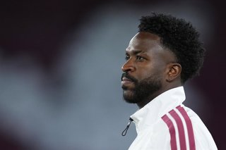 Vinicius Junior of Real Madrid CF looks on during the UEFA Champions League 2026/27 League Phase MD2 match between Roma and Real Madrid CF at Stadio Olimpico on Octuber 14, 2026, in Roma, Italy.
