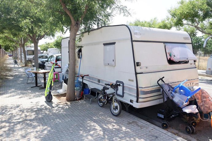 Archivo - Asentamiento de caravanas en la zona de Son Güells, en una foto de archivo.