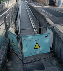Archivo - Escalera mecánica de Santander en mantenimiento
