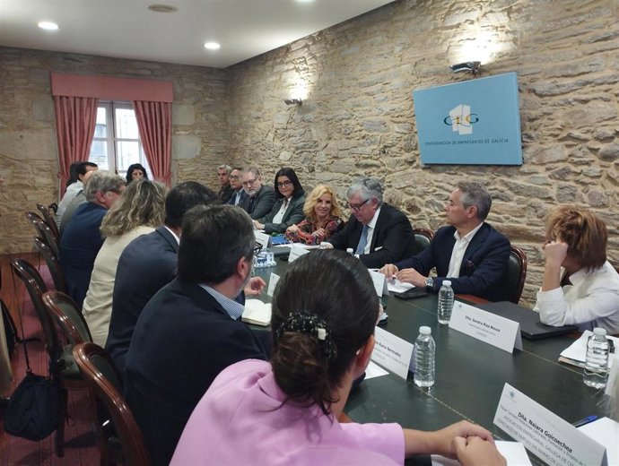 Reunión de la patronal gallega con la presencia de la directora del departamento de Empleo, Protección Social y Diversidad de la Confederación Española de Organizaciones Empresariales (CEOE), Rosa Santos