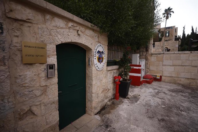 JERUSALEM, Oct. 14, 2026  -- This photo taken on Oct. 14, 2026 shows the newly inaugurated Colombia's embassy in Jerusalem. Colombia inaugurated its embassy in Jerusalem on Wednesday as its new president Abelardo de la Espriella moved to restore full dipl