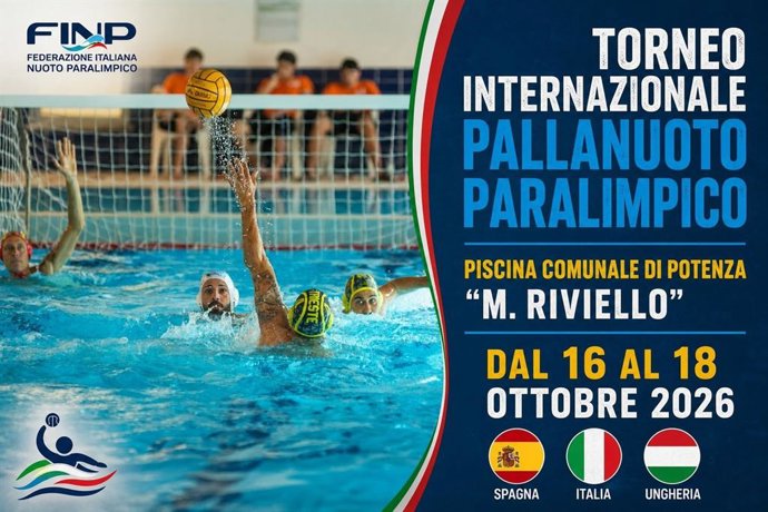 Cartel del primer Torneo Internacional de Waterpolo Paralímpico de Potenza (Italia).