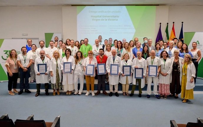 Acto de entrega certificaciones ACSA en el Hospital Virgen de la Victoria, en Málaga.