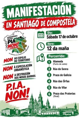 Cartel de la manifestación de este sábado de la coordinadora PIA NON