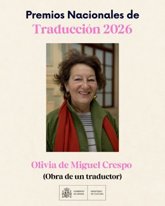 Foto: Olivia de Miguel, Premio Nacional a la Obra de un Traductor: "Se ha instalado una blandenguería tonta en la educación"