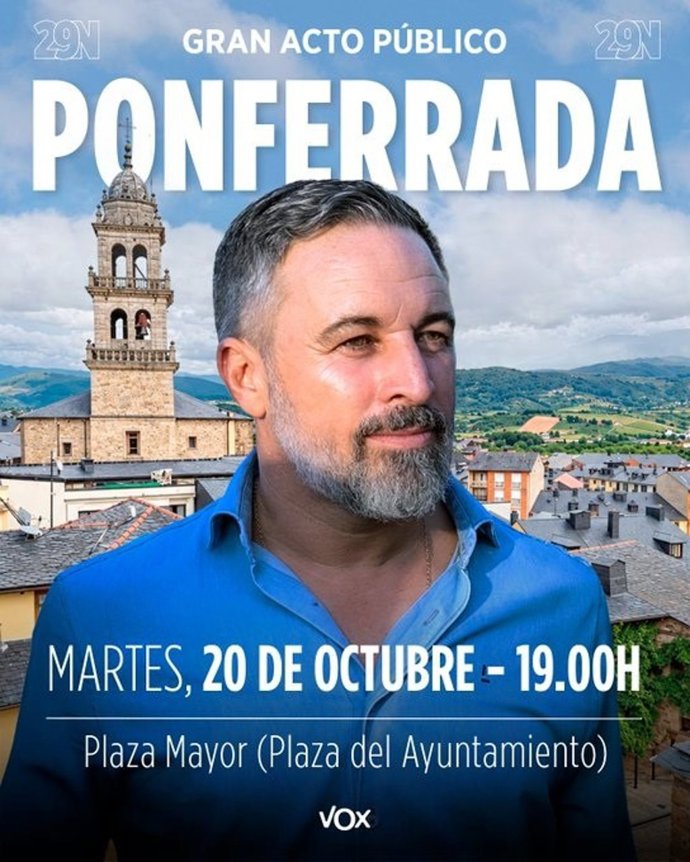 Cartel del mitin de Abascal en Ponferrada (León)