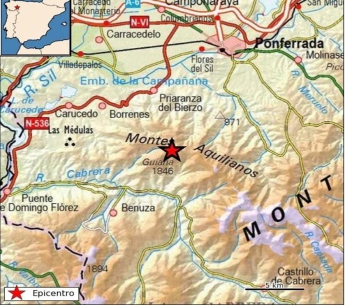 Registrado un terremoto de magnitud 4,0 en Villafranca del Bierzo (León).