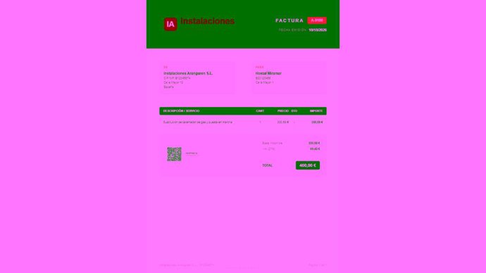 Factura de Ninded con código QR de verificación VeriFactu