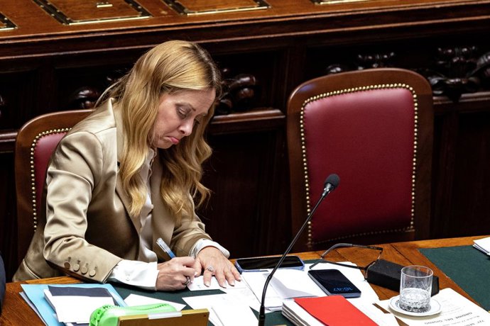October 14, 2026, Rome, Italia, Italy: Giorgia Meloni, Prime Minister, in the Chamber of Deputies for Communications in view of the European Council meeting of 15 and 16 October, Rome 14/10/2026
