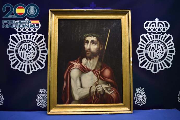 Cuadro del Ecce Homo recuperado por la Guardia Civil.