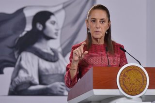 13 October 2026, Mexico, Mexico City: Mexican President Claudia Sheinbaum speaks about intentional homicides and national policy during the "People's Conference" at the National Palace in Mexico City. Photo: Javier Lira Otero/Clasos via ZUMA Press/dpa