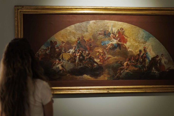 Cúpula Regina Martyrum, boceto original de Goya para la cúpula de la Basílica del Pilar en Zaragoza que se se puede ver en la muestra dedicada a la influencia del pintor aragones que Fundación Unicaja exhibe en la capital granadina.