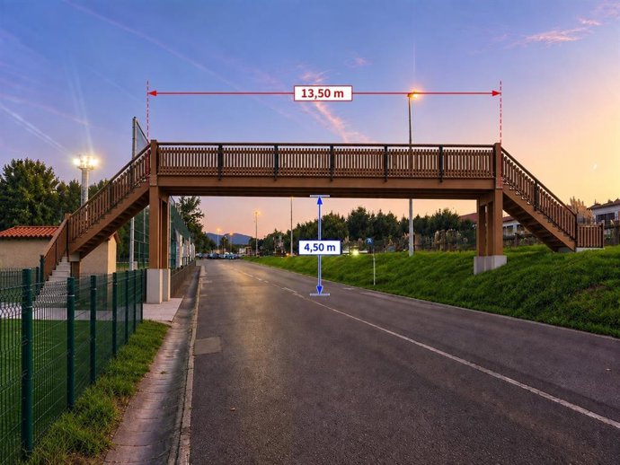 Infografía de la pasarela peatonal sobre el velódromo del Óscar Freire