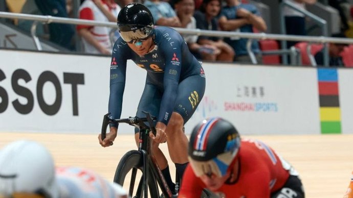 La ciclista española Eva Anguela disputando el Mundial de Pista de Shanghái 2026.