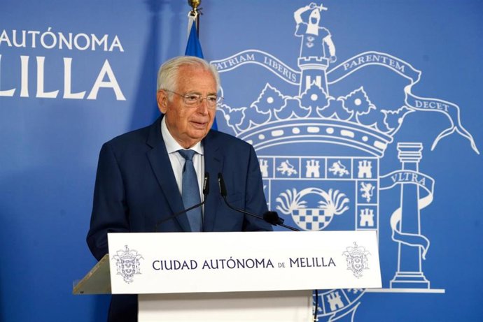 Imagen del presidente de la Ciudad Autónoma de Melilla, Juan José Imbroda, en rueda de prensa.