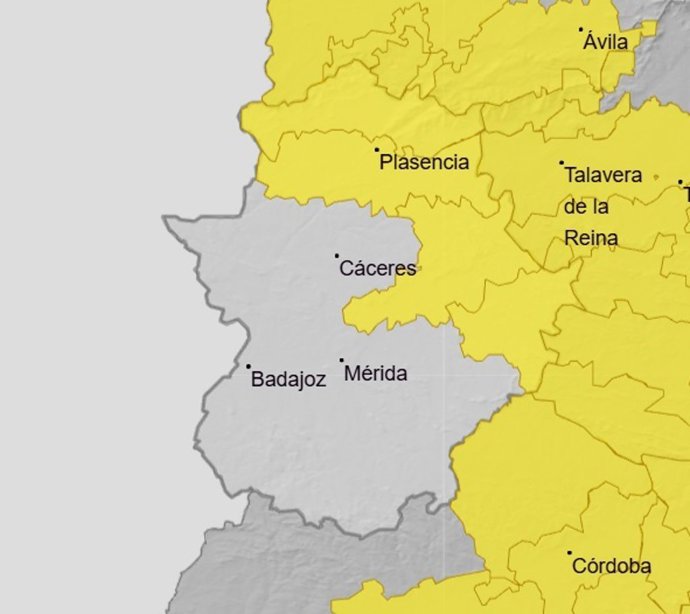 Avisos por lluvias y tormentas en Extremadura.