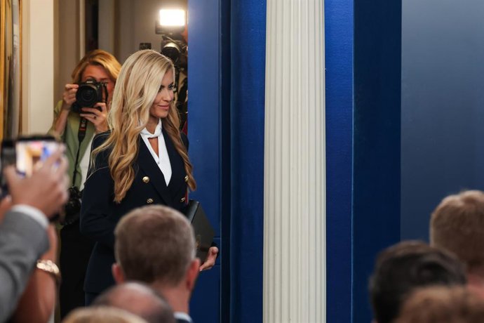 October 13, 2026, Washington, District Of Columbia, USA: White House Press Secretary Katie Zacharia arrives to conduct her first press briefing in the James S Brady Press Briefing Room of the White House in Washington, DC, USA, on Tuesday, October 13, 202