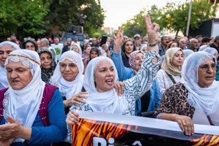 October 9, 2026, DiyarbakÄR, Türkiye: DIYARBAKIR, TURKEY, OCTOBER 9, 2026: Supporters of the Peoples' Equality and Democracy Party (DEM Party) and the Platform of Democratic Institutions march through Diyarbakir under the slogan "Status, Peace, Freedom,"