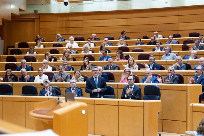 El ministro de la Presidencia, Justicia y Relaciones con las Cortes, Félix Bolaños, interviene durante una sesión plenaria en el Senado, a 29 de septiembre de 2026, en Madrid (España).