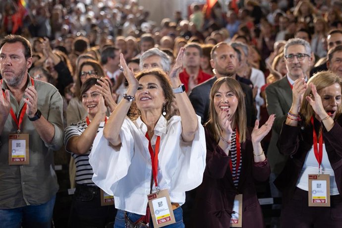 La secretaria general del PSOE de Andalucía, María Jesús Montero, durante el Comité Federal del PSOE, en el Centro de Arte Tomás y Valiente de Fuenlabrada (Madrid).