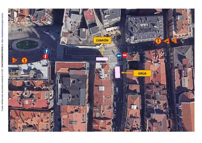Plano de los cortes de tráfico.