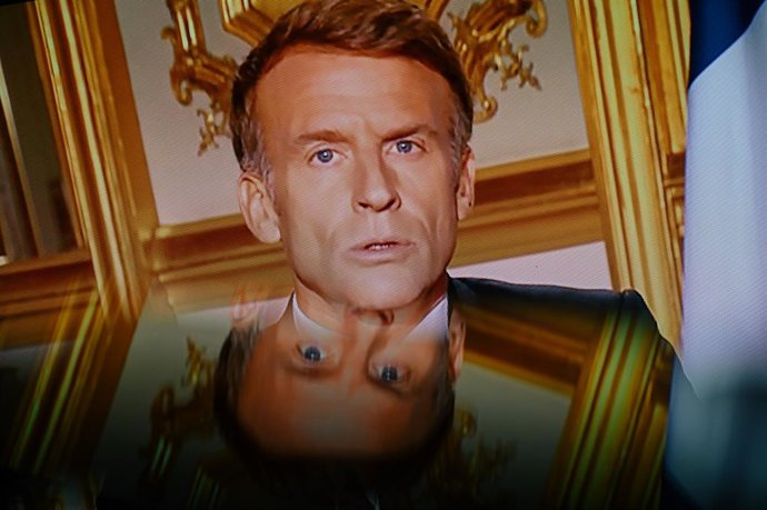 O presidente francês, Emmanuel Macron, em um discurso à nação em 18 de outubro de 2026