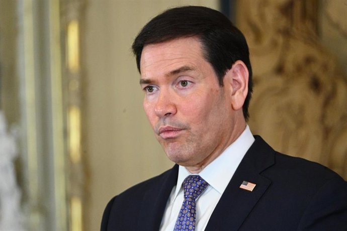 Archivo - El secretario de Estado de Estados Unidos, Marco Rubio, durante una rueda de prensa en Portugal.