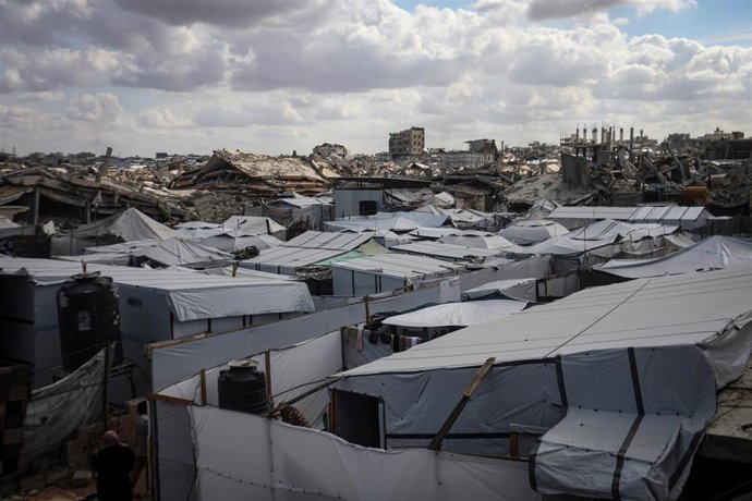 Campamento de desplazados en la ciudad de Gaza, en el norte de la Franja de Gaza