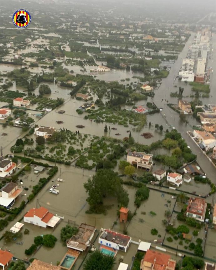 Imagen aérea de los efectos de Adam en Oliva (Valencia)