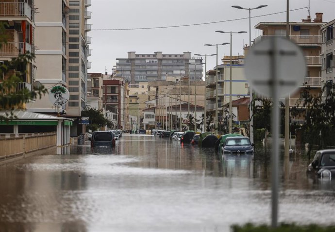 Una zona inundada, a 19 d'octubre del 2026, a Guardamar de la Safor, València