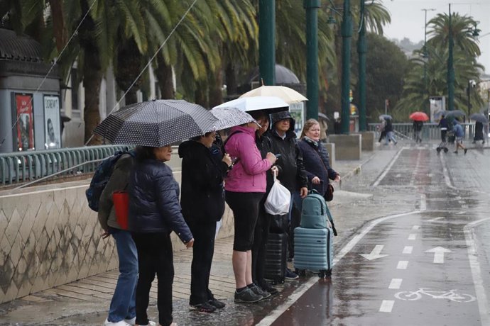 Archivo - Personas con paraguas por las calles de Málaga en una imagen de archivo. 
