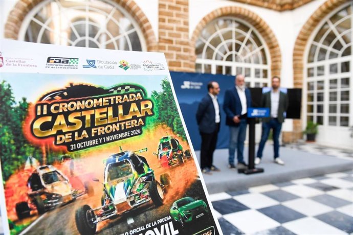 Cartel de la II Cronometrada de Castellar de la Frontera en la presentación de la prueba en el Palacio Provincial.