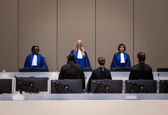 Archivo - Arquivo - HAIA, 14 de março de 2025  -- Esta foto, tirada em 14 de março de 2025, mostra uma vista de uma sala de audiências do Tribunal Penal Internacional (TPI) em Haia, na Holanda. O ex-presidente das Filipinas, Rodrigo Duterte, não comparece