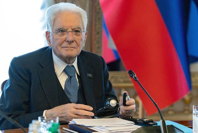 October 16, 2026, Arraiolos: A handout picture, provided by Quirinale Press Office, shows Italian President Sergio Mattarella during the second working session of the XXI Meeting of Heads of State of the Arraiolos Group, Arraiolos, Slovenia, 16 October 20