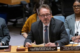 Archivo - UNITED NATIONS, July 20, 2026  -- The UN secretary-general's special representative for Haiti, Carlos Ruiz Massieu, speaks at a Security Council meeting at the UN headquarters in New York, July 20, 2026. The top UN envoy in Haiti on Monday calle