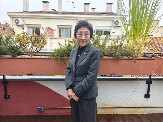 Michiko Kodama, sobrevivente do bombardeio atômico de Hiroshima e secretária-geral adjunta da ONG Nihon Hidankyo, Prêmio Nobel da Paz de 2024.